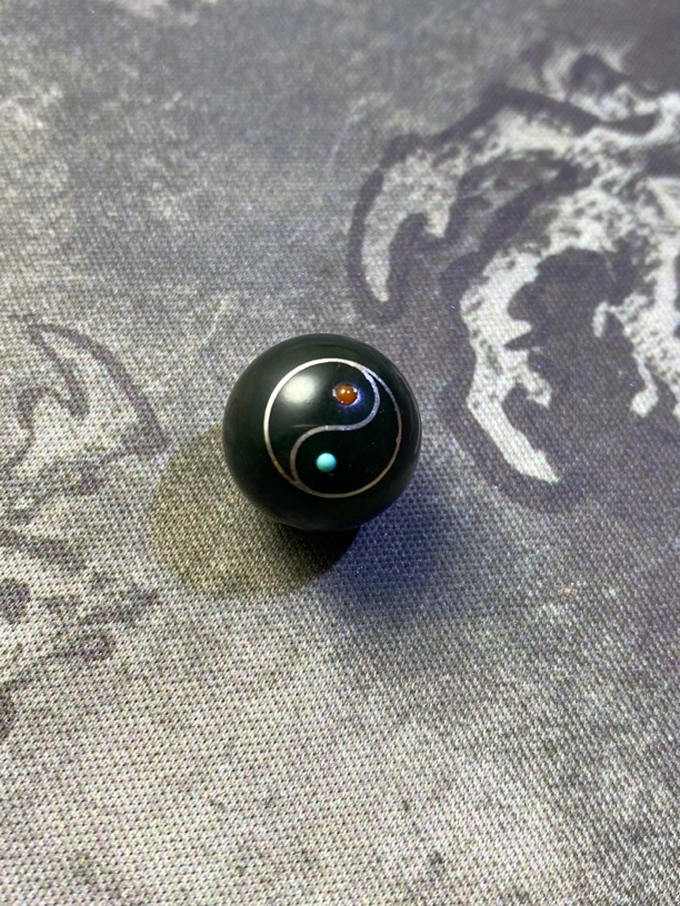 【赵师傅】金银错工艺，福利款！和田玉黑青玉阴阳鱼珠子尺寸卡16