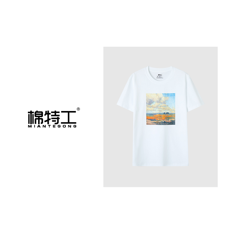 棉特工风景画印花夏季圆领百搭T恤