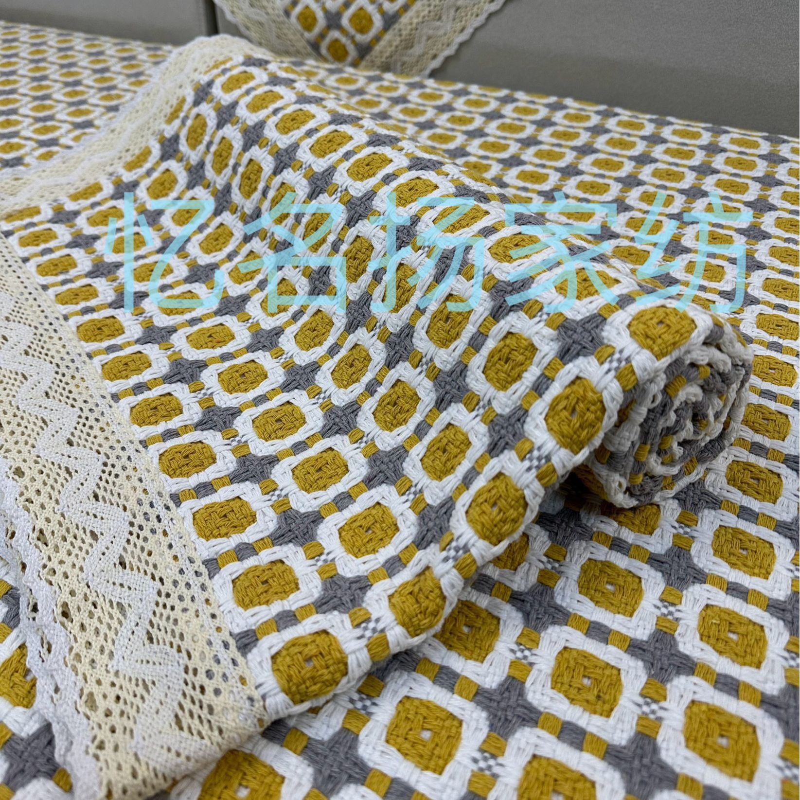 新格加厚棉麻四季沙发垫盖布巾现代