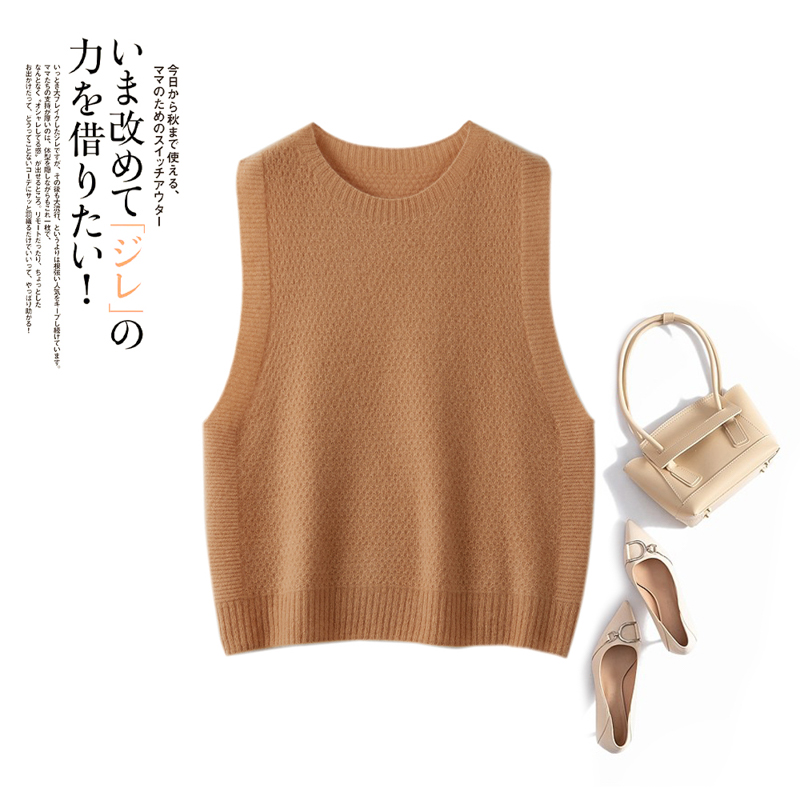 女款春秋季圆领马甲宽松百搭时尚秋冬纯色女针织无袖毛衣XS-303