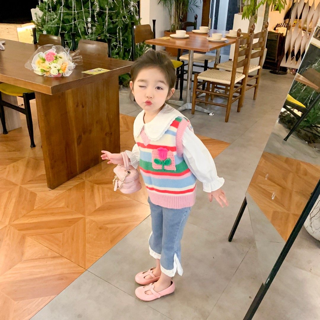 韩版长袖衬衫套装上衣娃娃领设计感小众荷叶袖设计师秋季森系