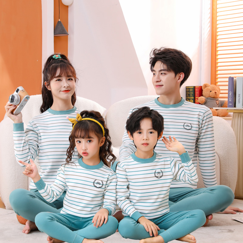 男童精梳棉保暖内衣套装女童纯棉打底秋衣秋裤中大童学生儿童中领