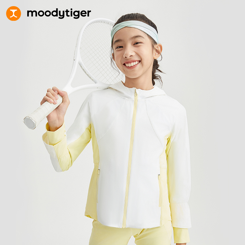moodytiger【活动外套3】女童长袖运动休闲跑步外套运动连帽外套【H】