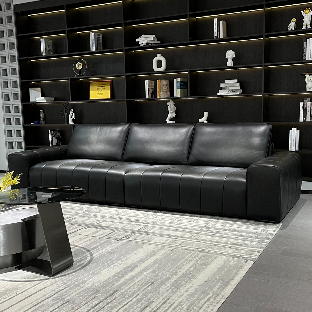 麦林熊钢琴键沙发意式极简现代轻奢大户型别墅大平层真皮沙发组合