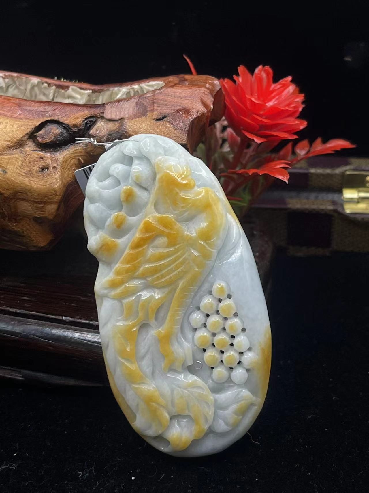 毛货定制 翡翠A货 花鸟牌 SJP999