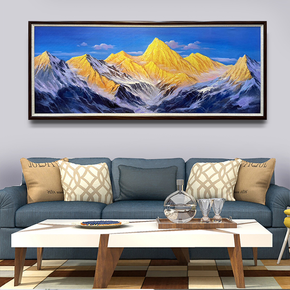 《日照金山》装饰画办公室背有客厅靠山墙壁风景挂墙挂画肌理油画