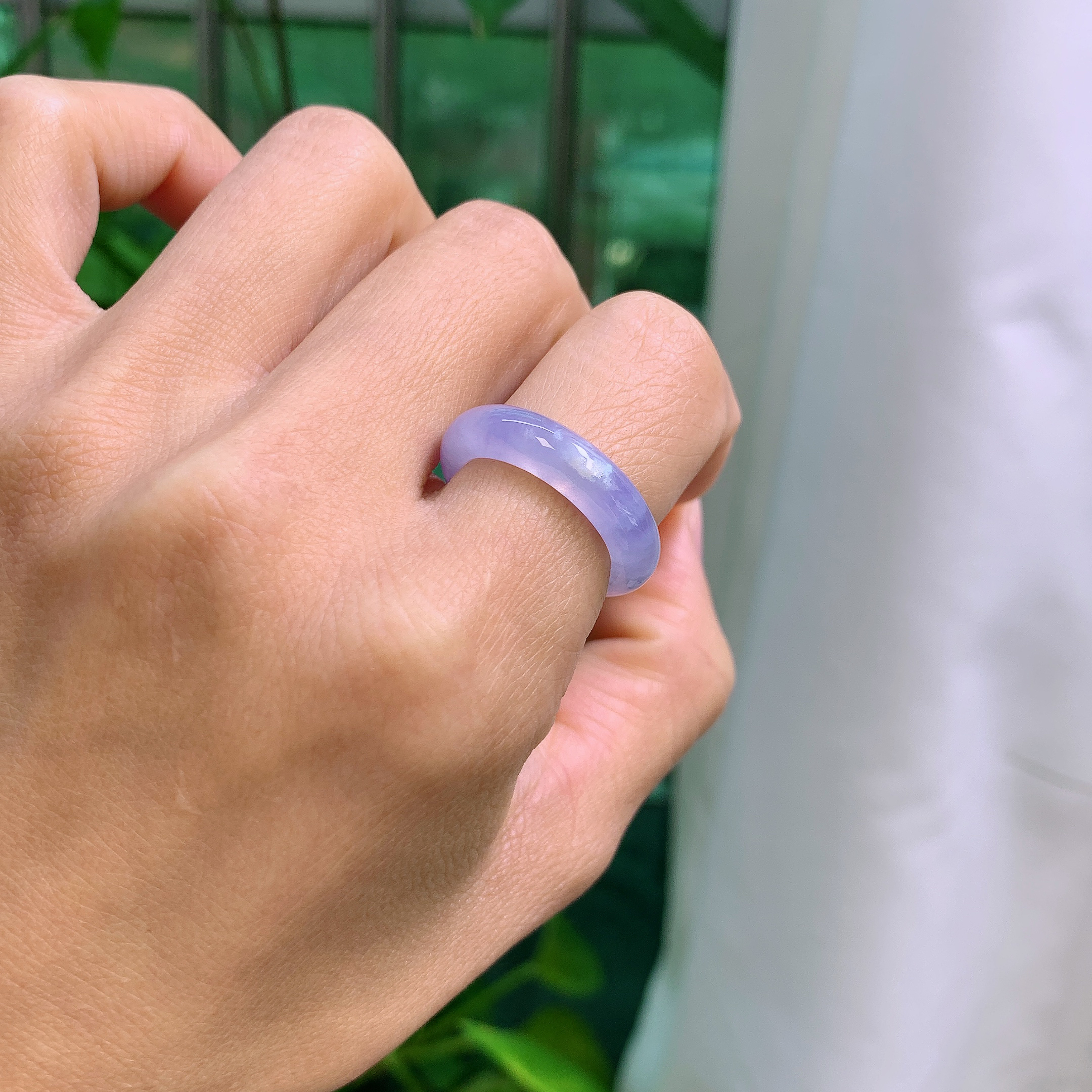 12圈口缅甸天然翡翠A货冰紫罗兰戒指302#