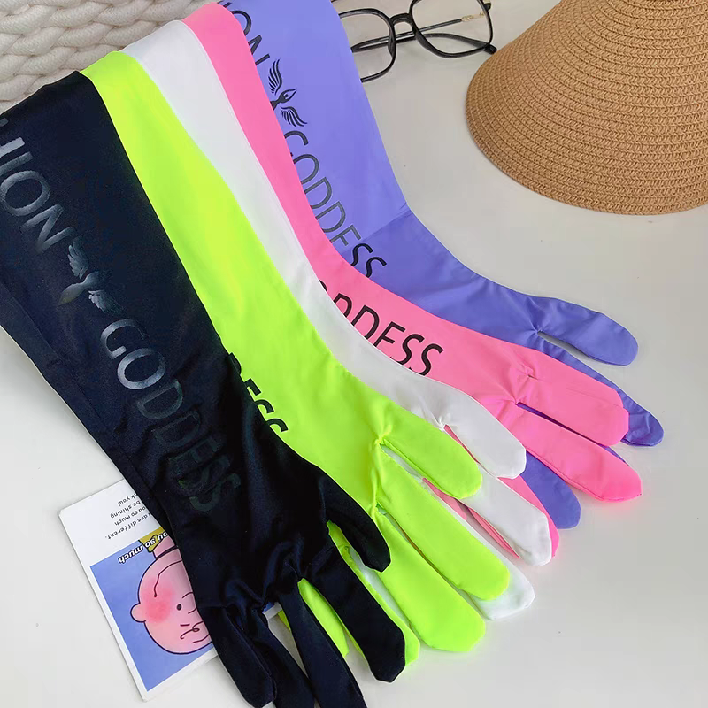 冰袖夏季防晒防紫外线新款户外五指手套可触屏字母袖套  颜色不挑