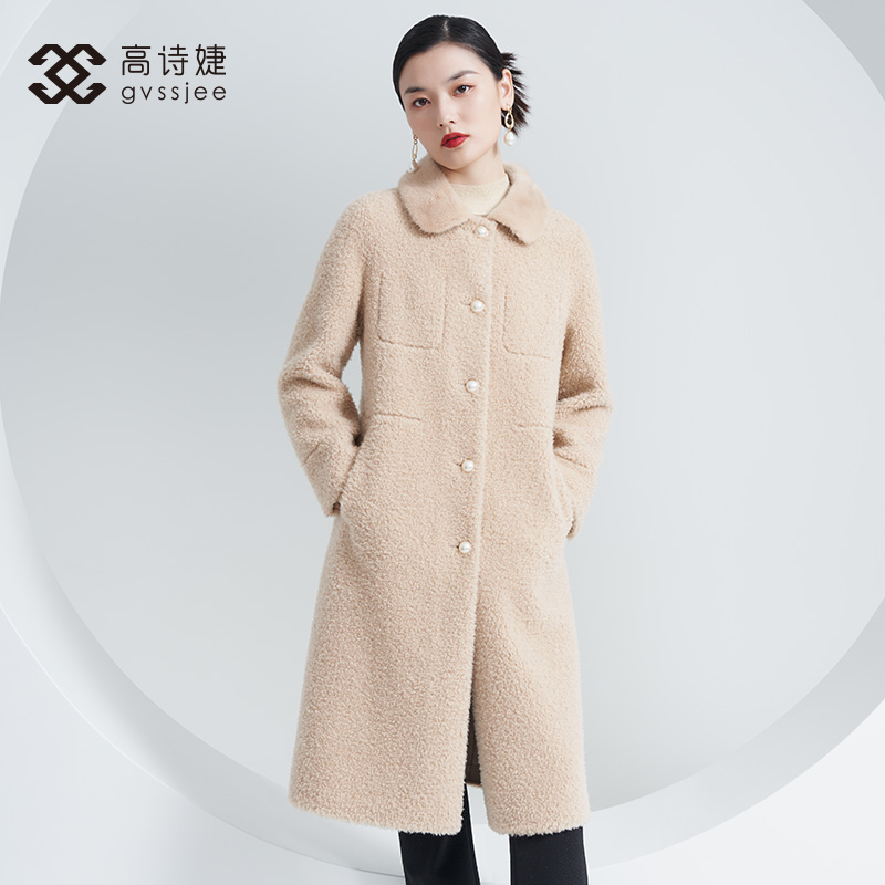 高诗婕冬季羊剪绒大衣214249250-14 /214349250-42 外套