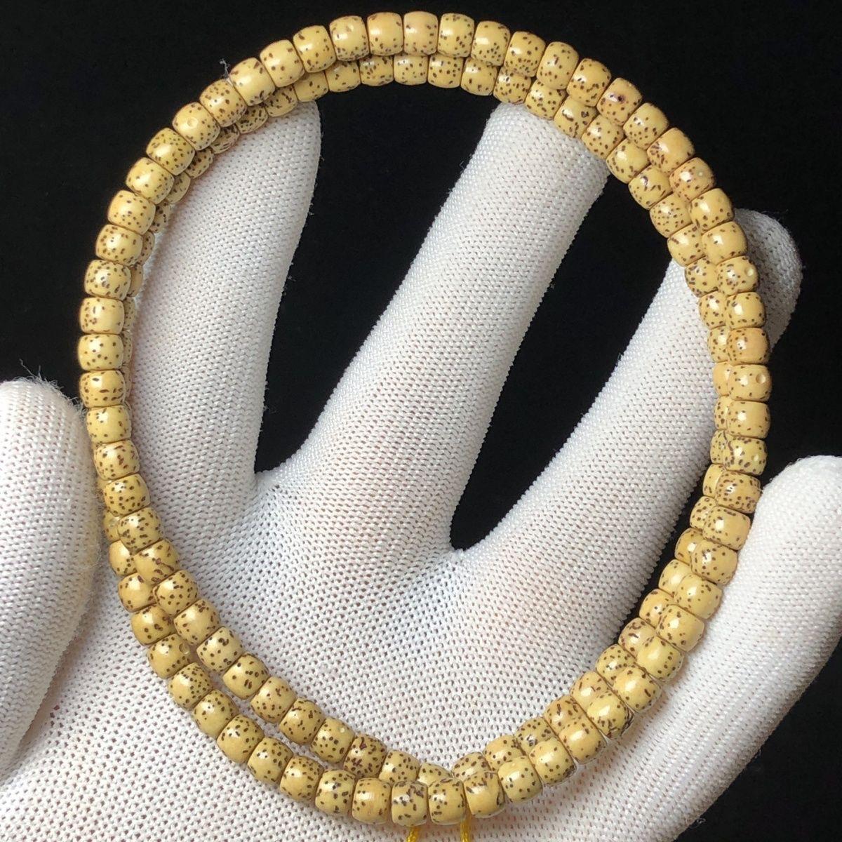 6×5原生态鸡油黄星月菩提直切长串星月菩提108颗迷你星月菩提海