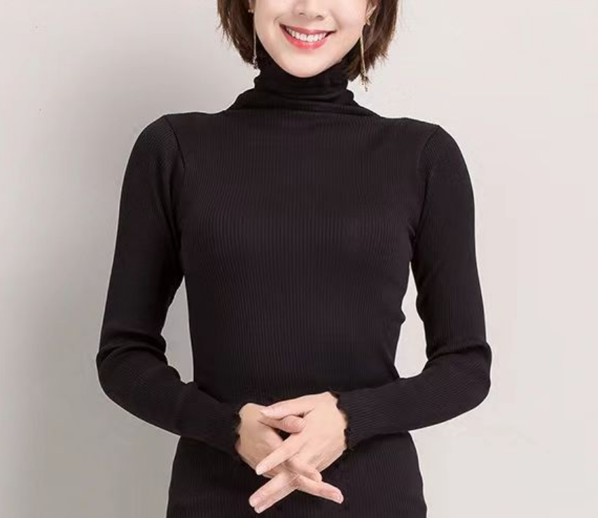 洋气秋冬季法式黑色高领针织衫女高级感内搭打底毛衣修身减龄上衣