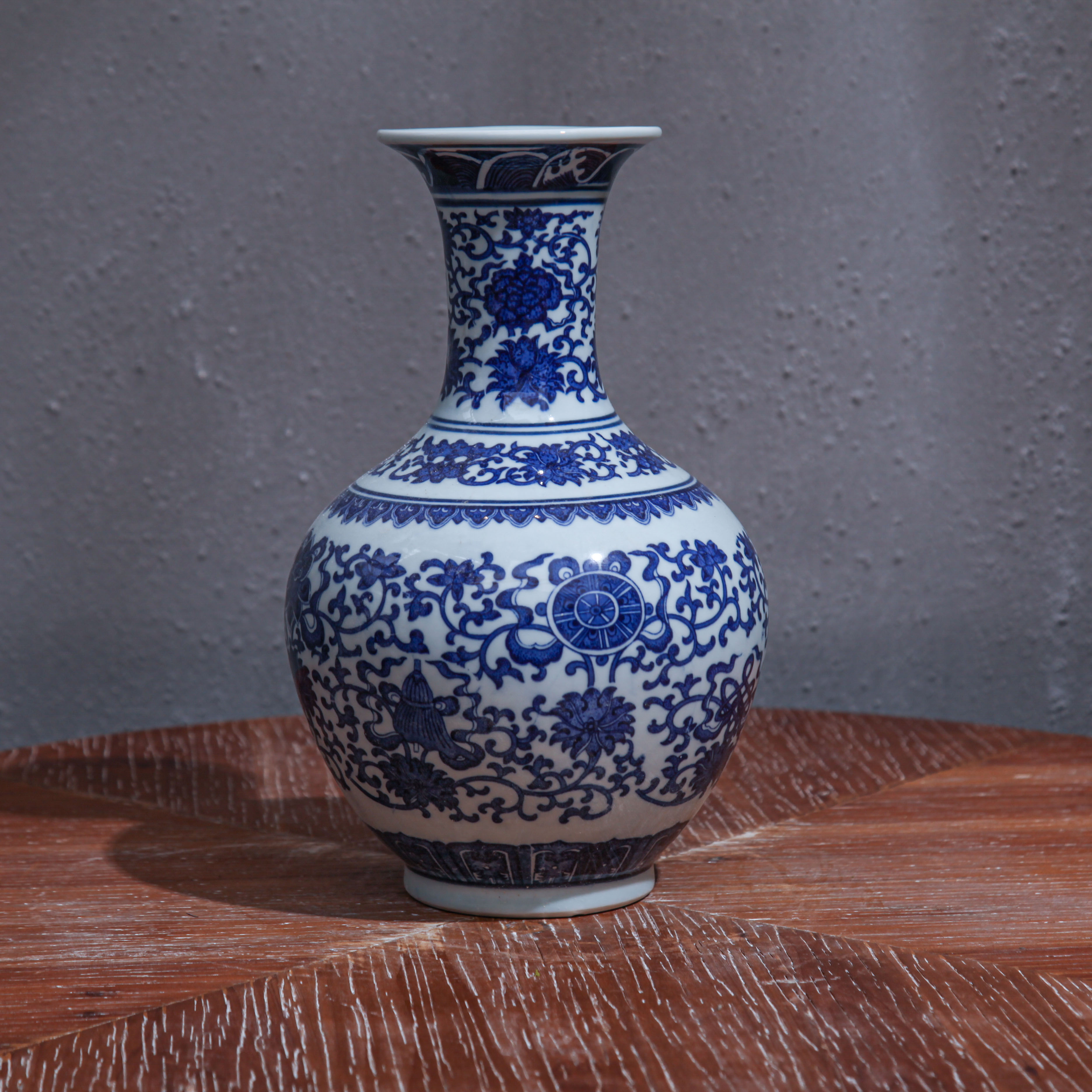 当代仿制 青花缠枝莲赏瓶景德镇陶瓷花瓶大号青花瓷仿古瓷器摆件