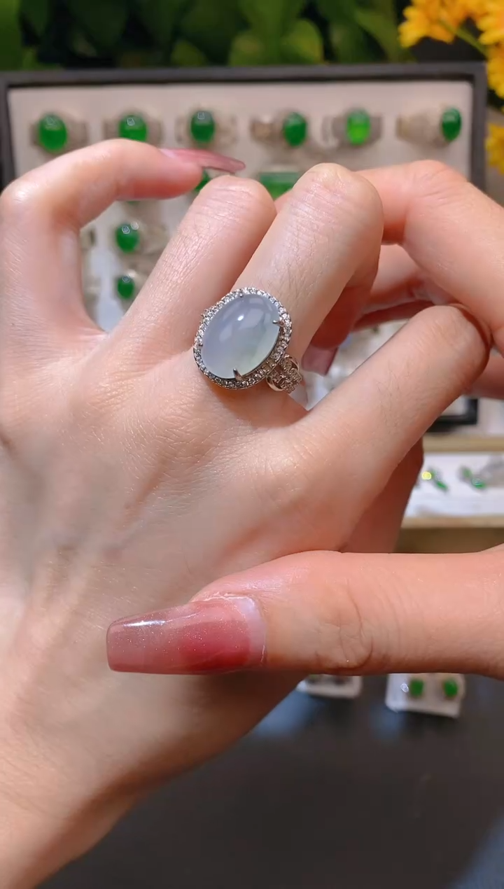 【闪购商品】翡翠耳饰银S925镶嵌35036