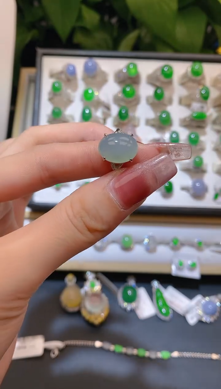 【闪购商品】翡翠耳饰银S925镶嵌10025