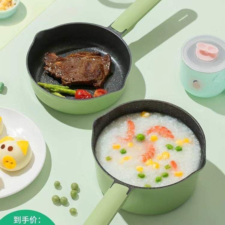 宝宝辅食锅婴儿专用煎煮一体小奶锅煮粥麦饭石不粘锅多层加厚奶锅