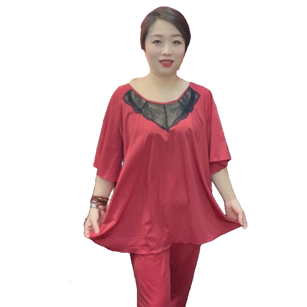 外贸大版蕾丝宽松加大舒适休闲时尚家居服