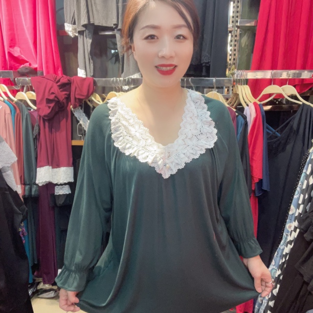 外贸V领性感蕾丝螺纹家居套装