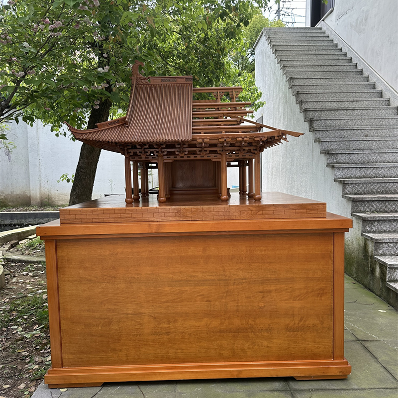 万＆贺新中式东阳木雕摆件古建筑模型宁波保国寺建筑结构教学教具