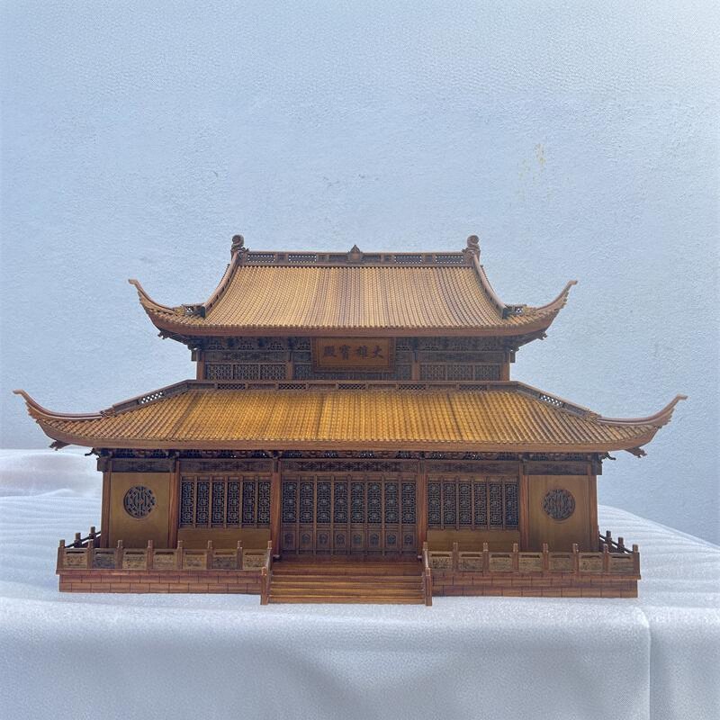 中式东阳木雕古建筑大雄宝殿模型客厅办公室玄关书房茶室摆设