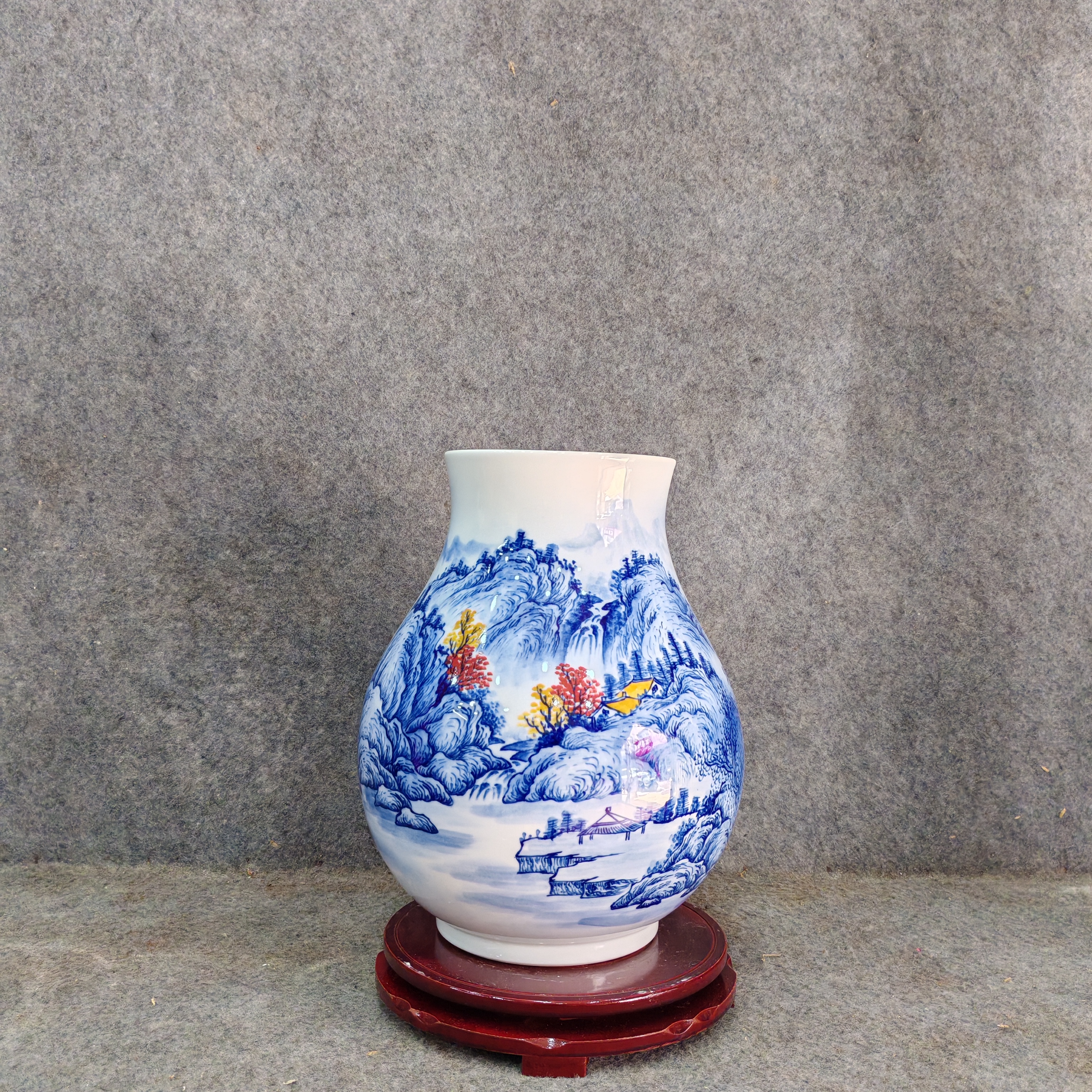 景德镇陶瓷青花山水画福筒