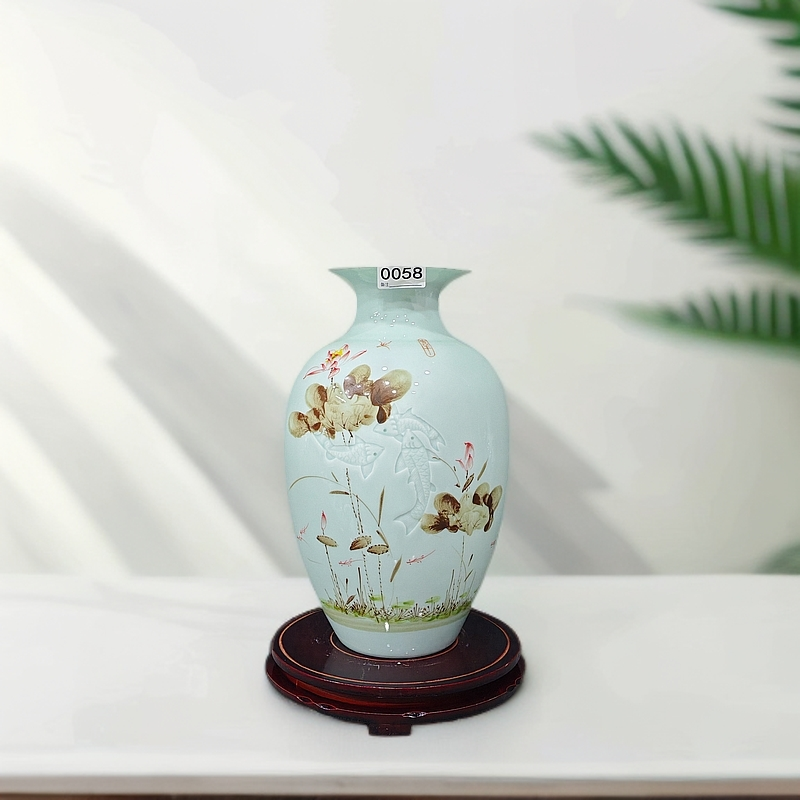 无品牌景德镇陶瓷玲珑瓷影雕冬瓜瓶花瓶摆件客厅插花博古架