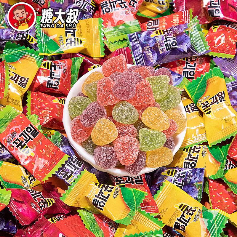 糖大叔维C果汁酸Q软糖水果六一儿童节橡皮糖零食糖开学小糖果