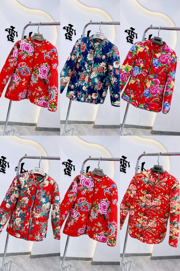 东北大花拉链对襟花棉袄80斤到170斤