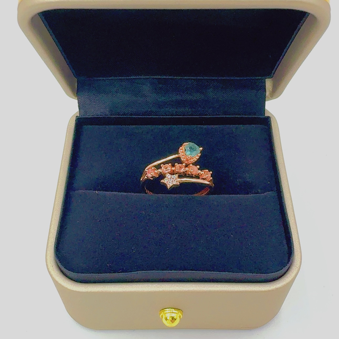 蓝碧玺戒指银镶S925星星时尚轻奢靓丽带证书发货-多样性发一