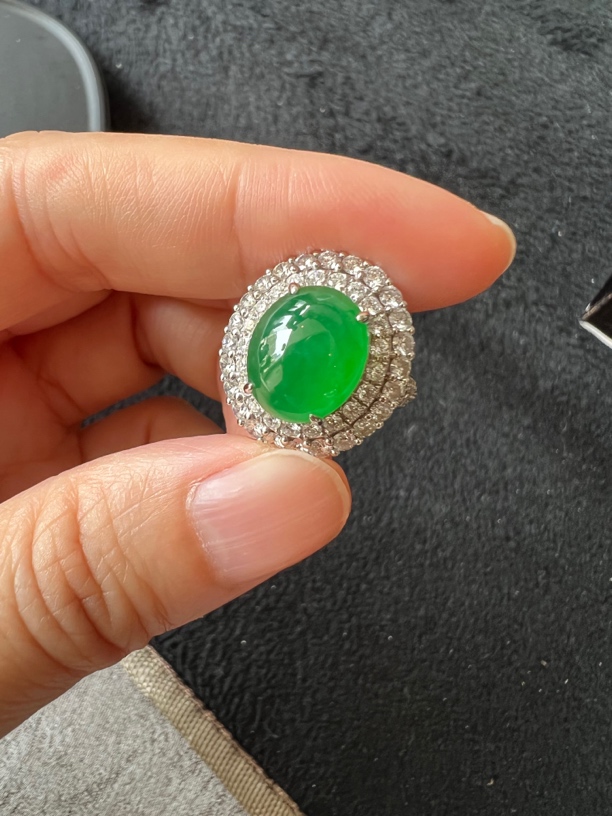 翡翠a货旦面戒指