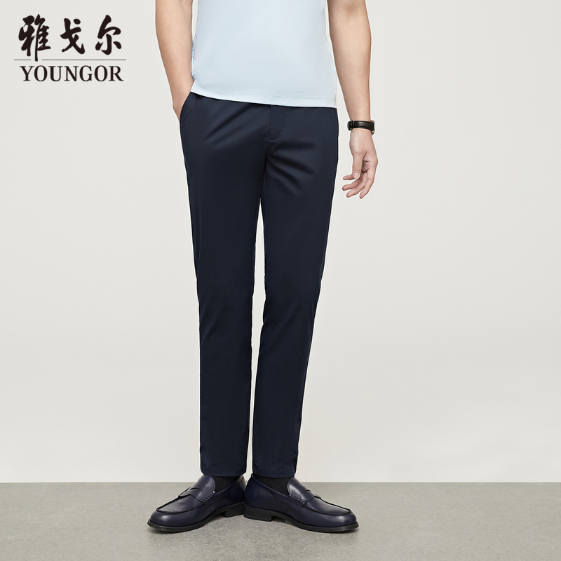 【莫代尔+棉】雅戈尔男士青年商务休闲裤舒适基础直筒裤薄款长裤