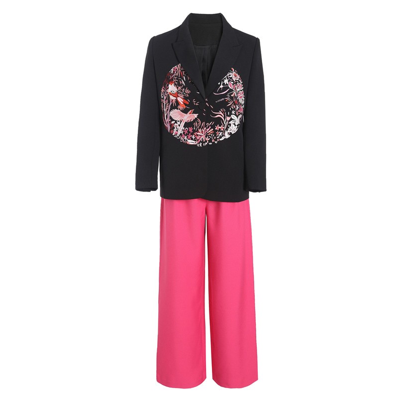 ZEROYK深圳南油原创设计师款 花鸟刺绣 西装套装
