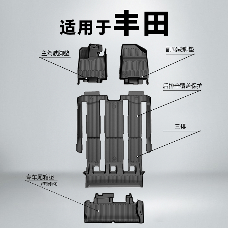 爵信专用丰田赛那普拉多皇冠陆放酷路泽格瑞维亚tpe防水脚垫专车