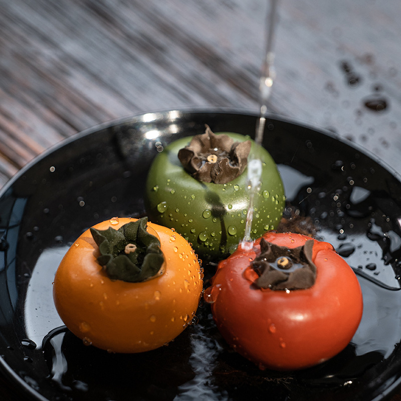 宜兴紫砂茶宠柿子摆件茶玩可养雕塑茶具配件手工变色事事如意