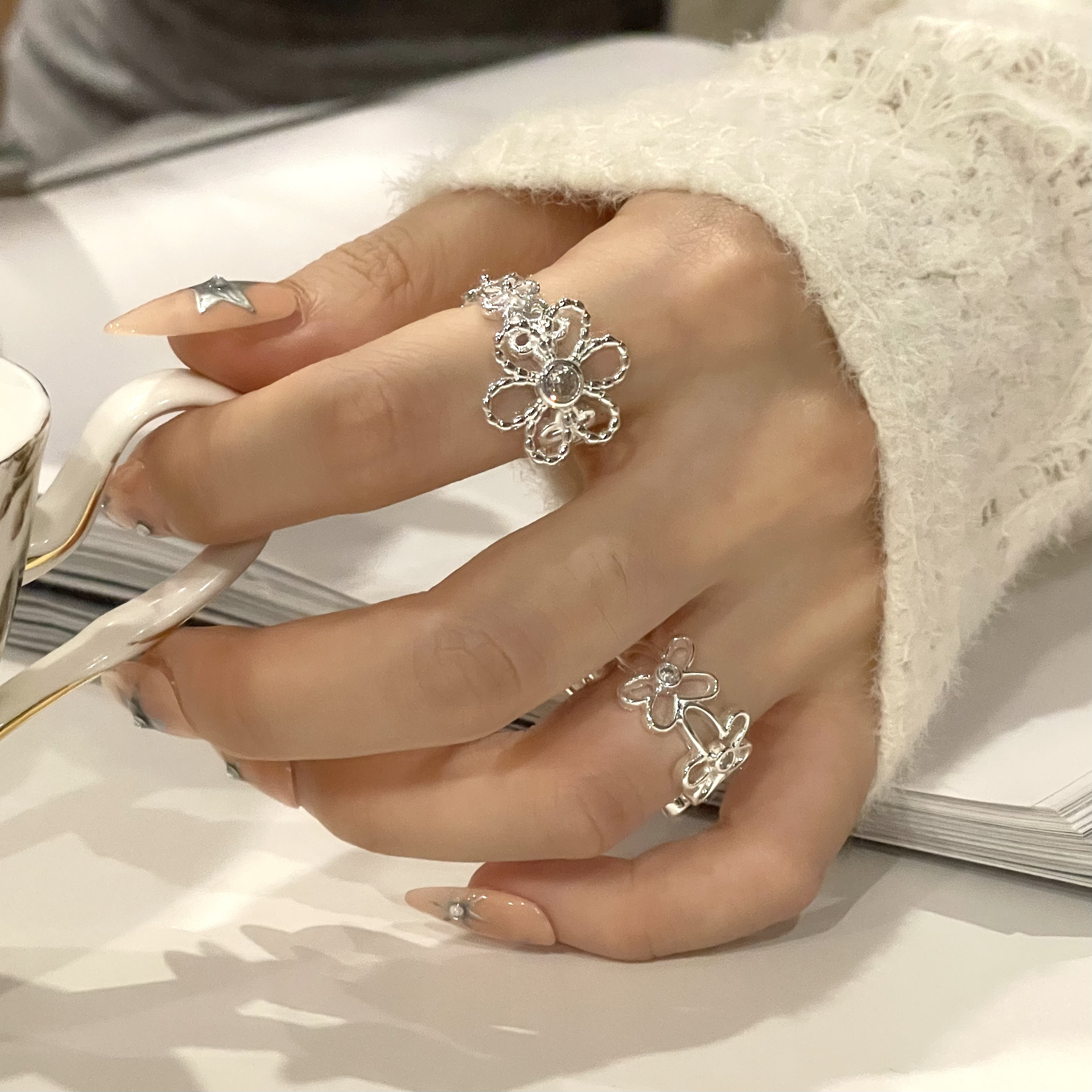 铜合金戒指 编号【100-150】戒指时尚小众个性ins简约可调节指戒