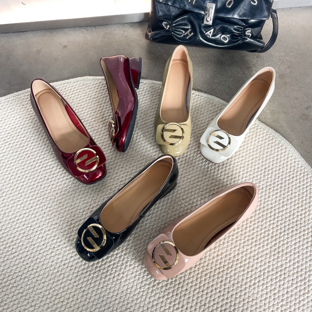 97966酒红色单鞋女真皮浅口百搭平底亮皮软皮小皮鞋软底女鞋妈妈