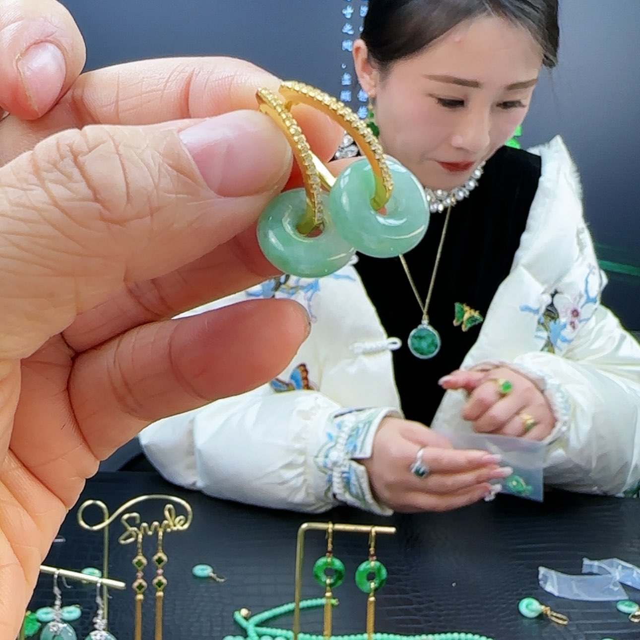 【闪购商品】翡翠耳饰银S925镶嵌