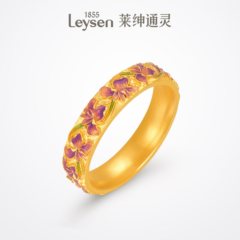 【门店同款】莱绅通灵足金珐琅鸢尾戒指 ART系列计价