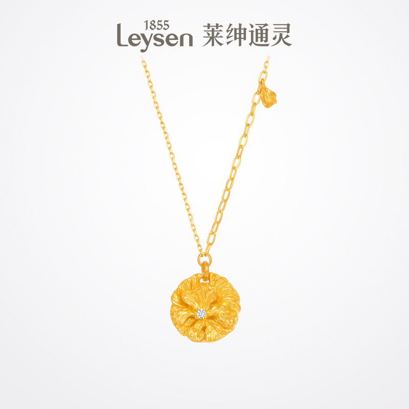 【门店同款】莱绅通灵鸢尾足金黄金项链 ART系列