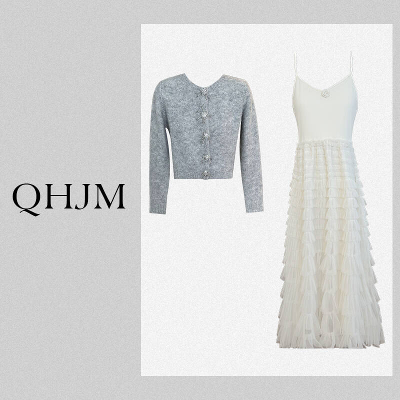 【莫奈花园】气质时尚温柔马海毛毛衣女外套百搭长袖灰色设计师开衫