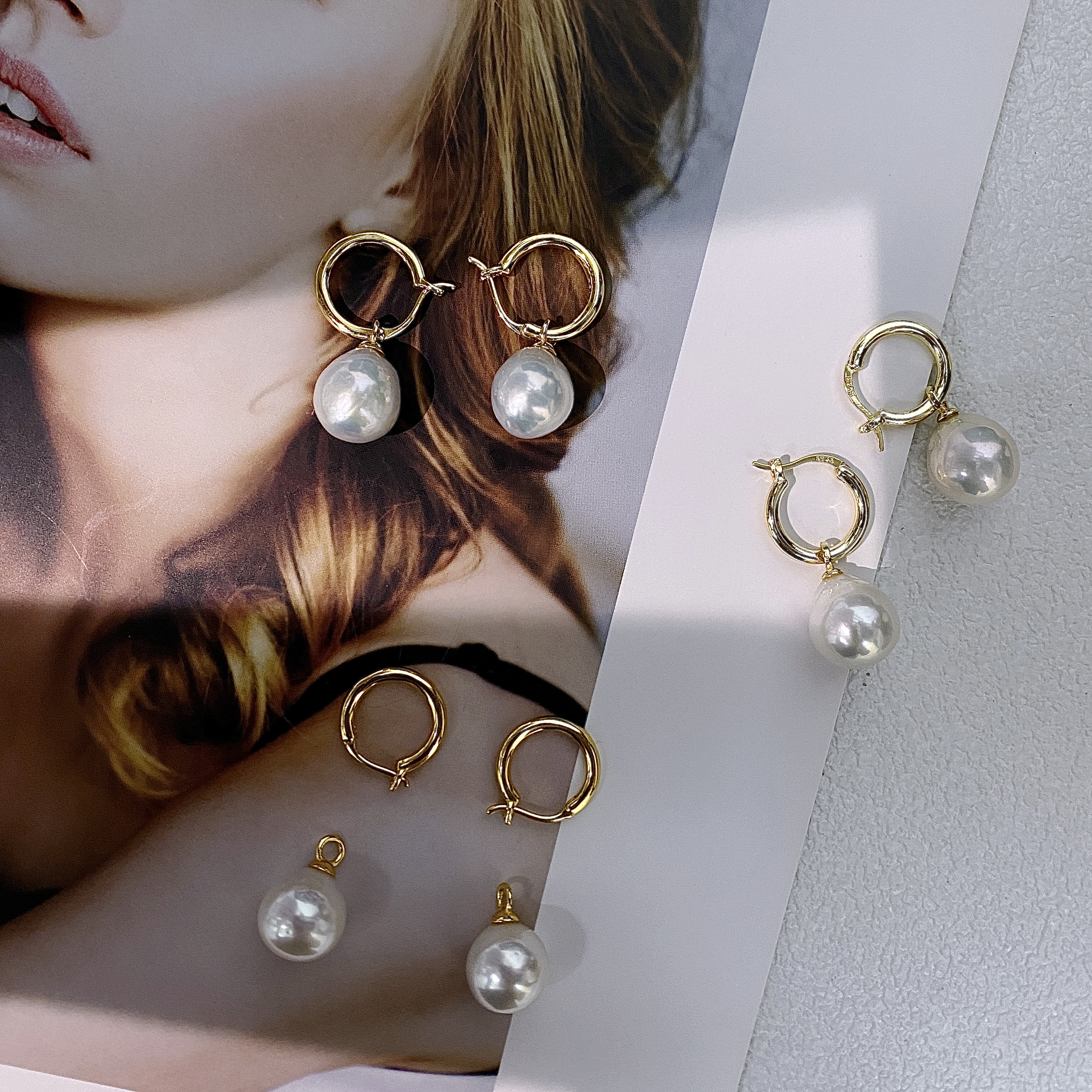 【珠纪儿】极光巴洛克淡水珍珠小金环耳坠耳饰搭配 多样性发一