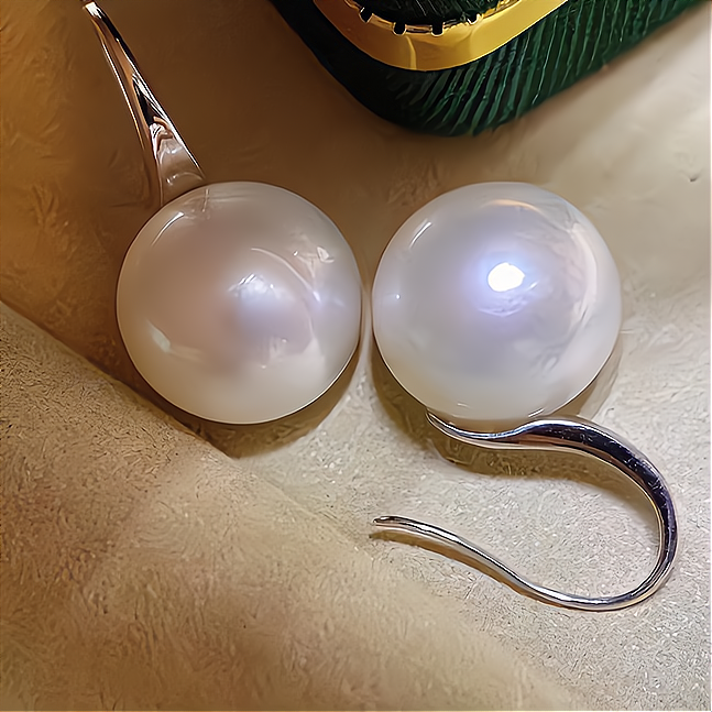 【珠纪儿】白细胞片淡水高跟鞋珍珠耳坠百搭时尚优雅12-13mm S925银