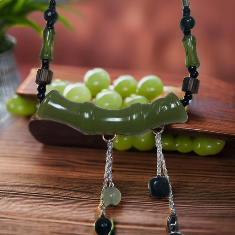 天然玉石竹节吊坠时尚潮流饰品