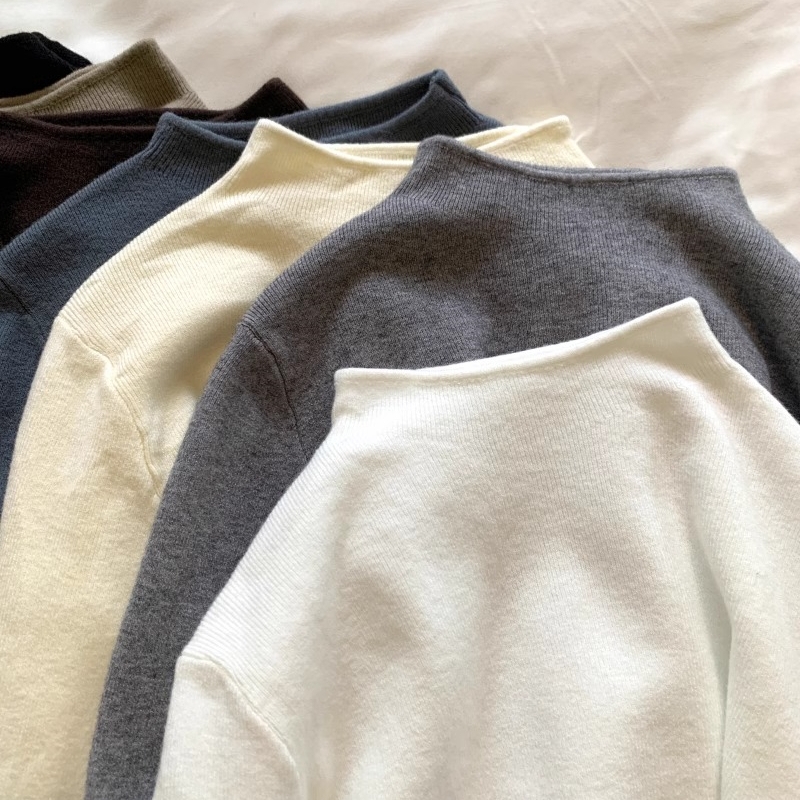 软绵绵2025半高领春秋季针织打底衫女秋冬温柔纯色内搭套头毛衣