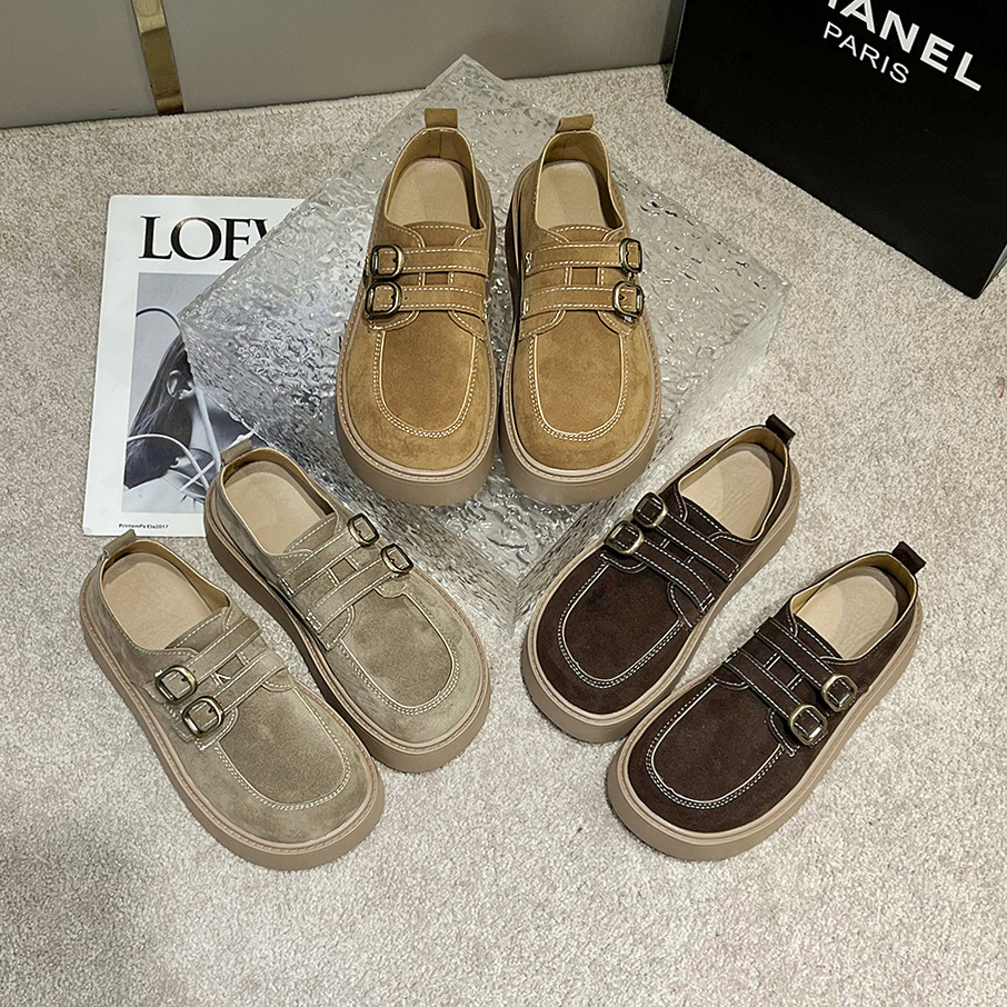 新款勃肯鞋女软平底舒适乐福鞋2024春秋网红时尚休闲一字扣带单鞋