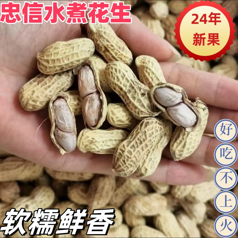 24年新果忠信水煮下酒菜批发花生晒干带壳鲜香越嚼越香即食花生米