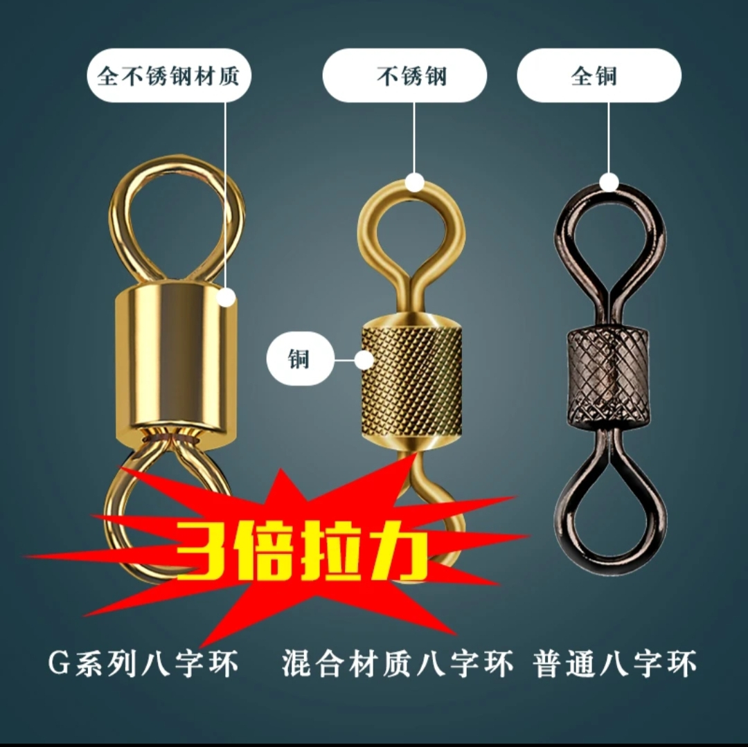 矶工坊八字环连接器快速转环不锈钢强拉力高速8字环海矶钓鱼大物
