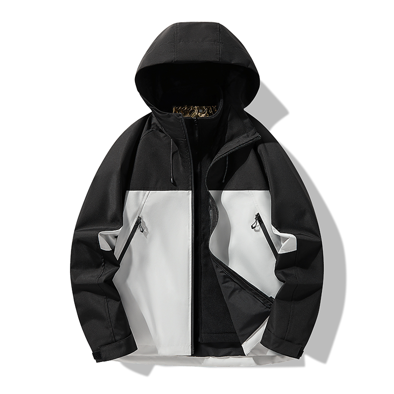 秋冬真两件石墨烯保暖加厚可拆卸连帽户外登山滑雪休闲夹克