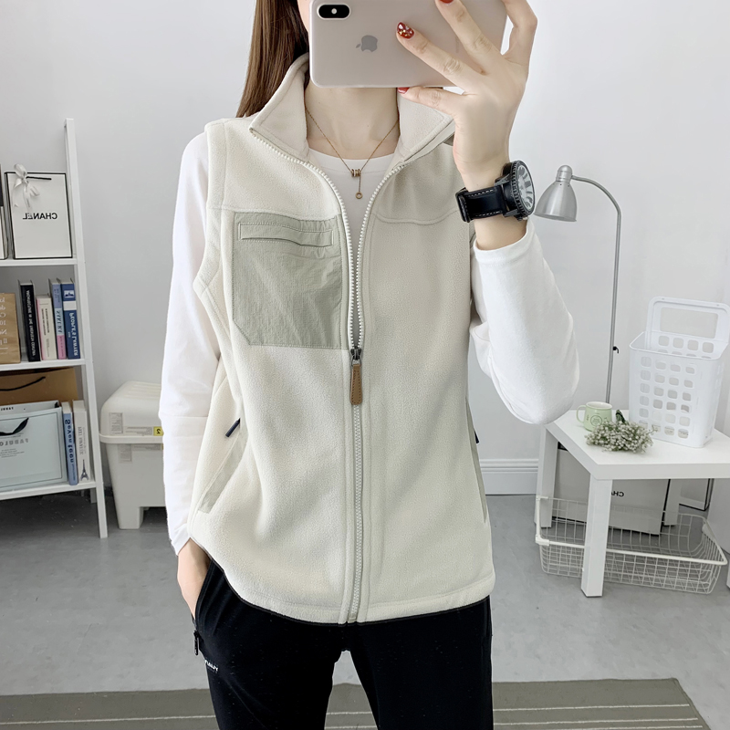 情侣运动背心女士保暖打底坎肩抓绒马甲男立领秋冬户外摇粒绒马甲