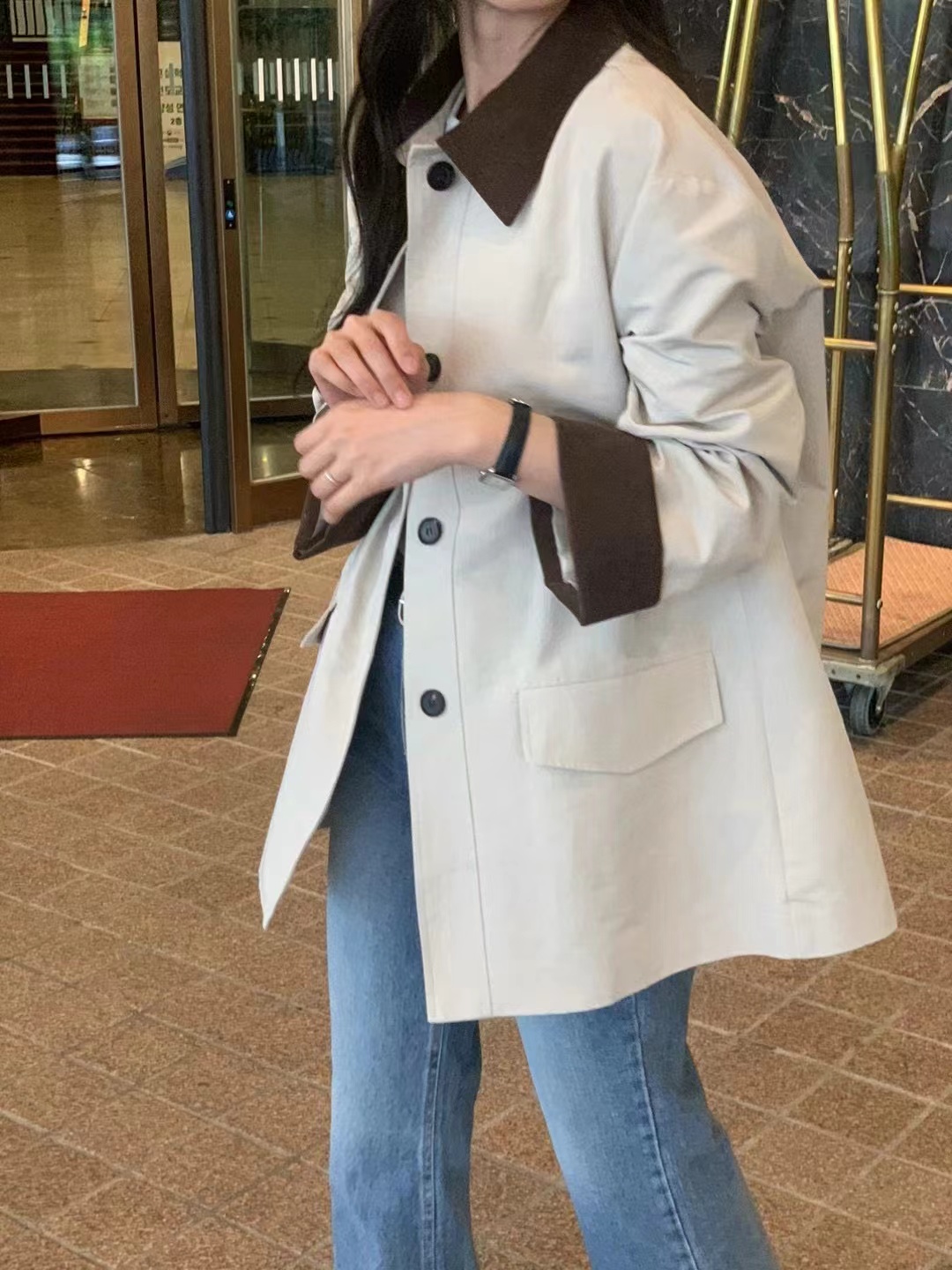 东大门秋季新品外套小众风衣百搭韩版气质设计感