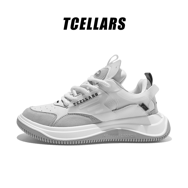 TCELLARS 百搭潮流运动鞋时尚休闲鞋厚底透气跑鞋男女同款银河灰